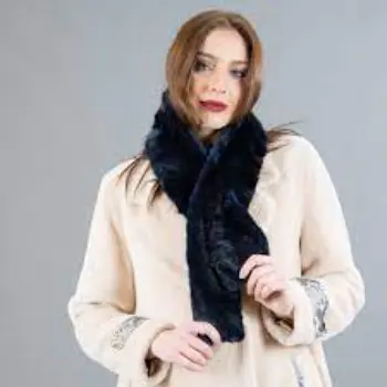 Real Mink Fur Scarf in Blueblack Color